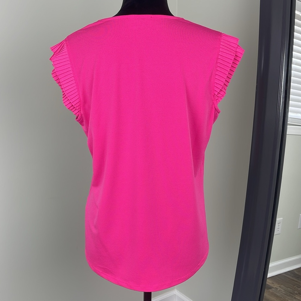 Adrianna Papell Vibrant Pink Women's V-Neck Top Ladies Size M - Picture 7 of 10
